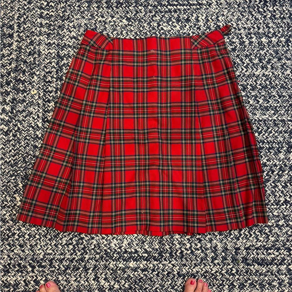Pendleton Red and Green Plaid A-Line Skirt